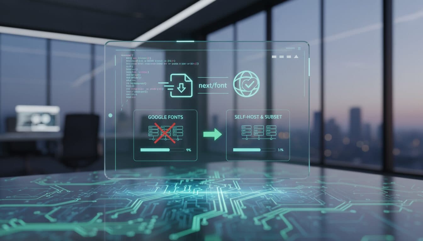 Webフォントでサイトが重い? next/fontでGoogle Fontsを最適化(セルフホスト&サブセット化)する実践テクニック のビジュアル