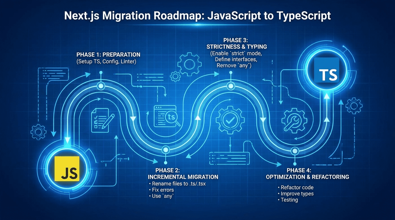既存Next.jsプロジェクトを「段階的」にTypeScript化するためのREADME戦略 のビジュアル